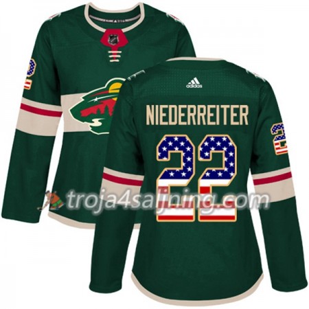 Minnesota Wild tröja Nino Niederreiter 22 Adidas 2017-2018 Grön USA Flag Fashion Authentic - Dame NHL Tröjor